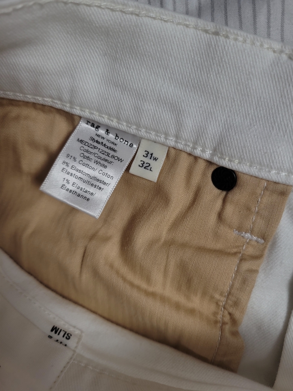 rag & bone Men's Skinny White Jeans - Picture 8 of 9